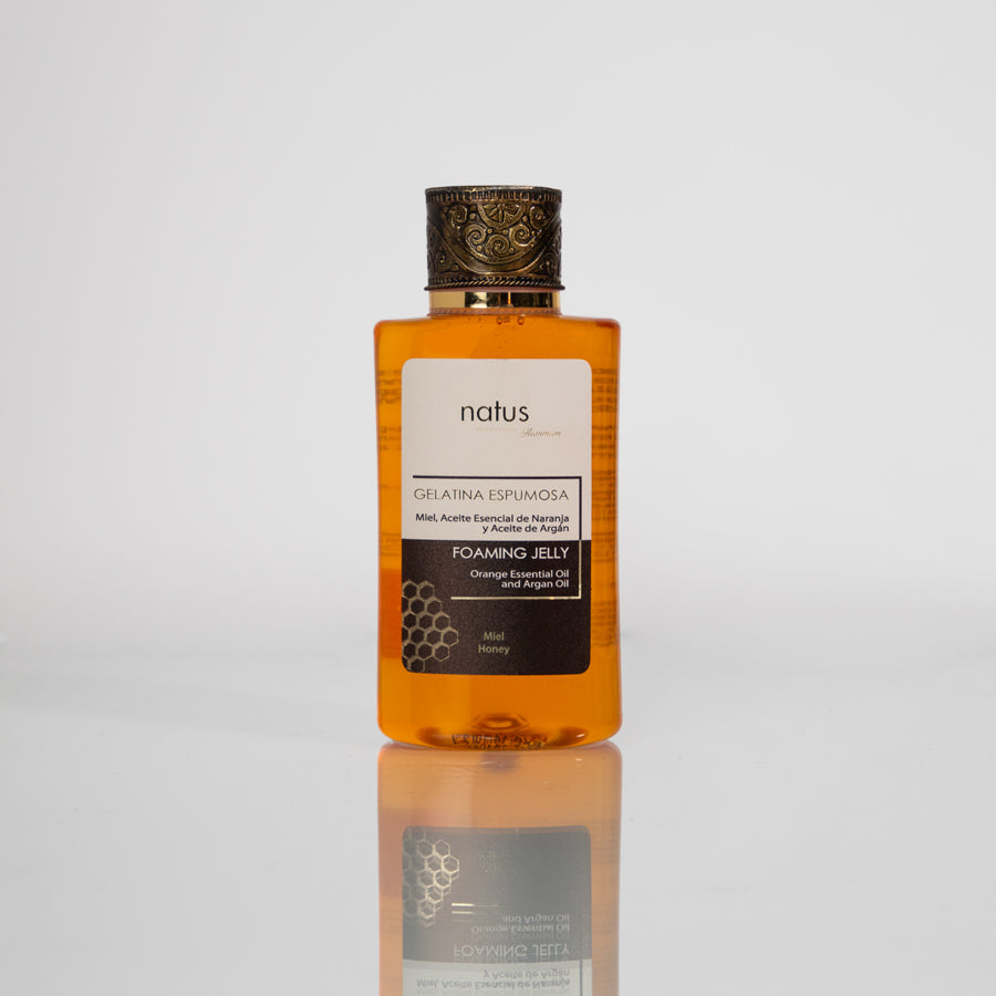 Gelatina Espumosa con Miel, aceite esencial de Naranja y aceite de Argán