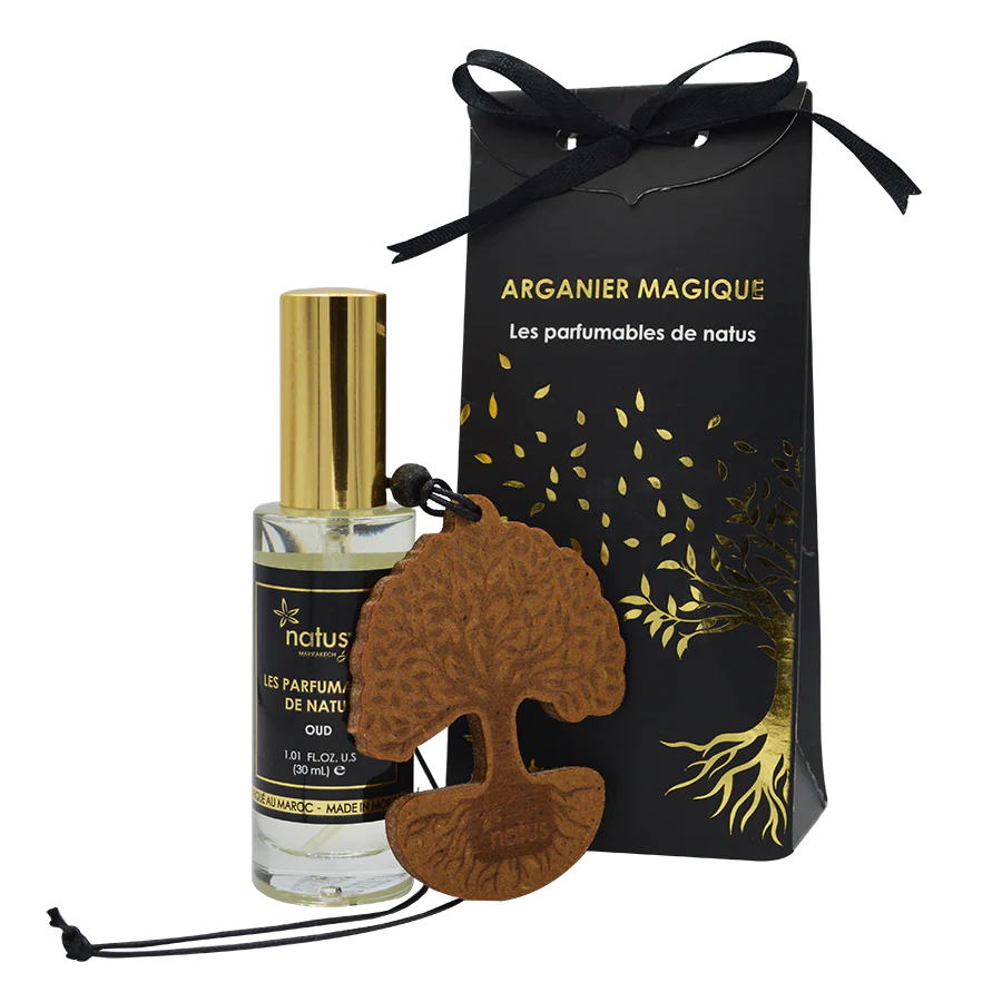 Pack parfumables (perfume+ 1 árbol de argán de madera + Organza)