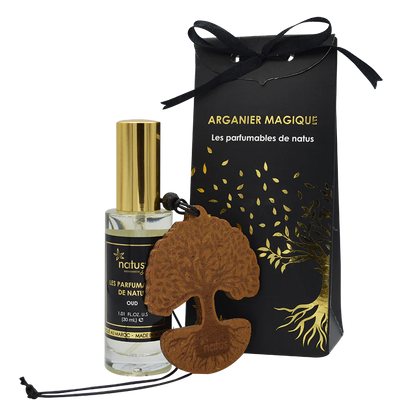 Pack parfumables (perfume+ 1 árbol de argán de madera + Organza)