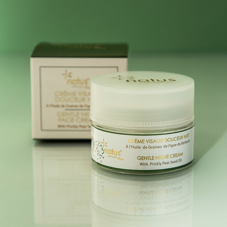 Gentle facial night cream with prickly pear seed oil