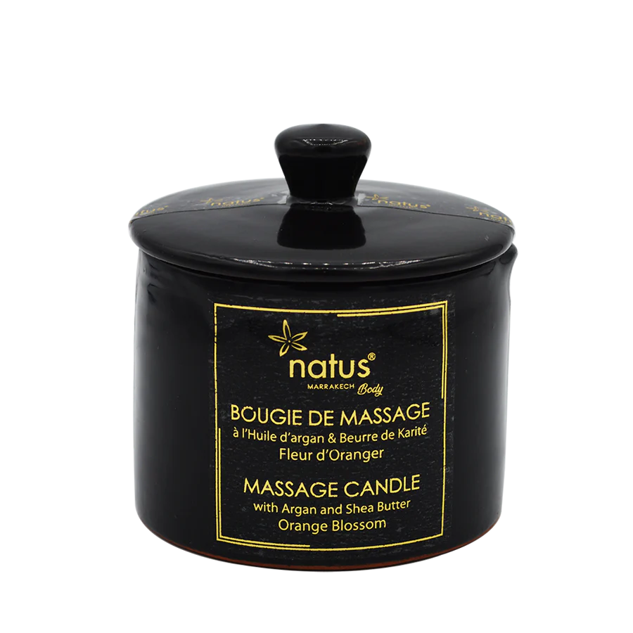 Massage candle with shea butter and orange blossom.